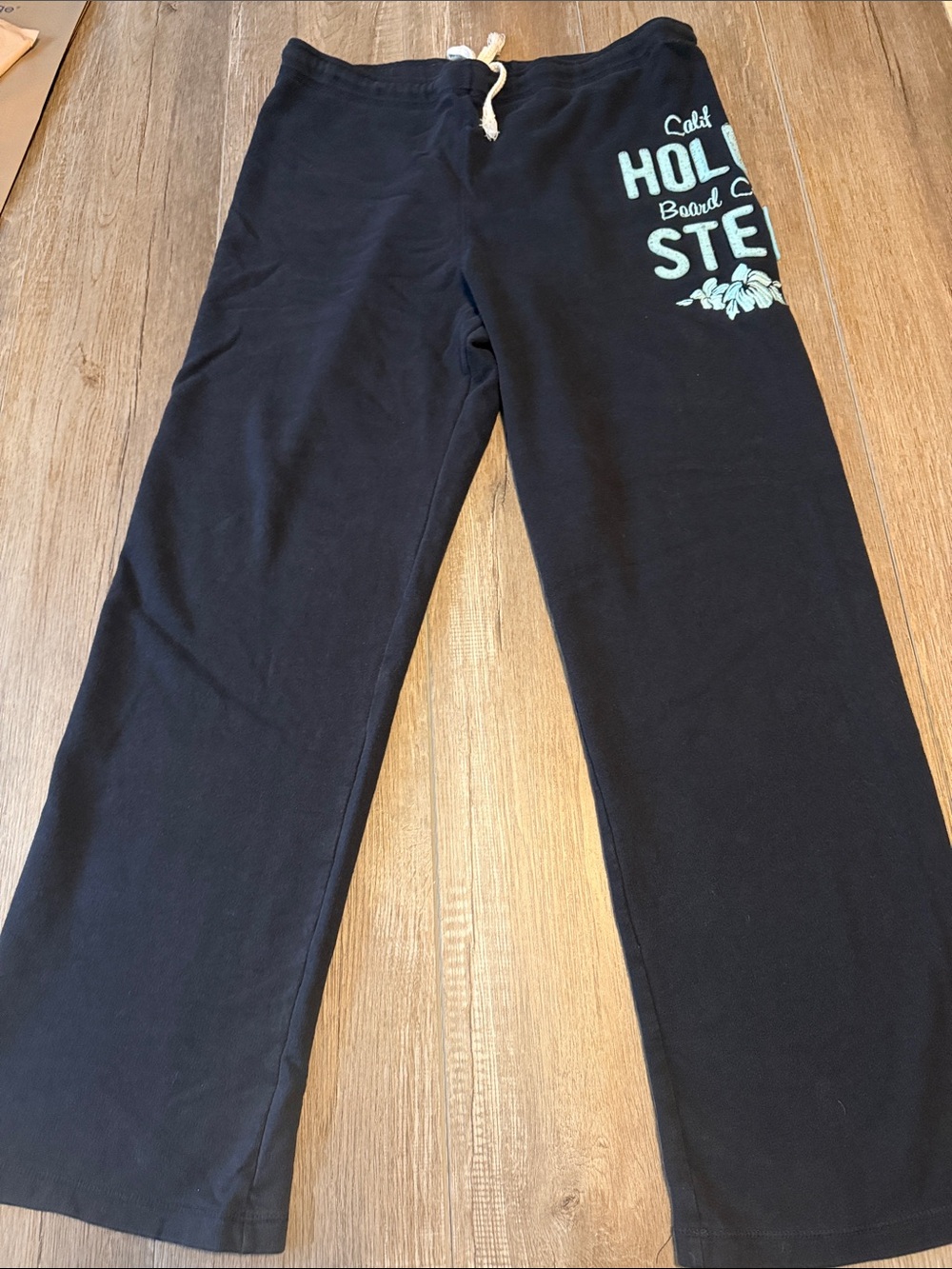 Hollister Women’s Black Joggers with Light Blue Logo